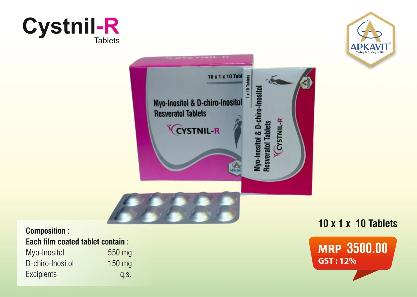 Myo-inositol 550mg+D-chiro inositol 150 mg+Resveratol 50mg Tablets